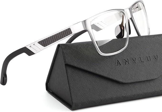 ANYLUV Blue Light Blocking Glasses Men Computer Gaming Glasses Lightweight Al-Mg Metal Anti Eyestrain Eye Protection