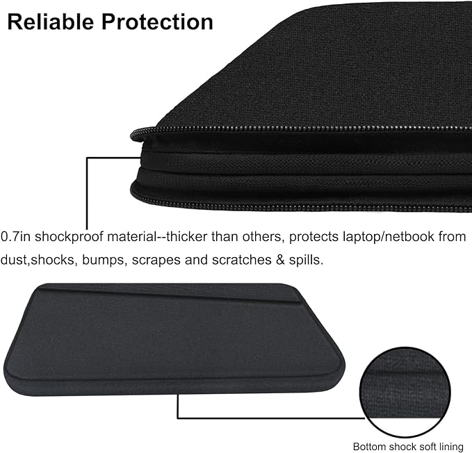 Laptop Sleeve Case 13.3 Inch, Durable 14 Inch Laptop Case Computer Carrying Bag Protective Cover Compatible with 13 14 inch MacBook Pro, MacBook Air, Dell, HP, Lenovo, Notebook, Computer, Black