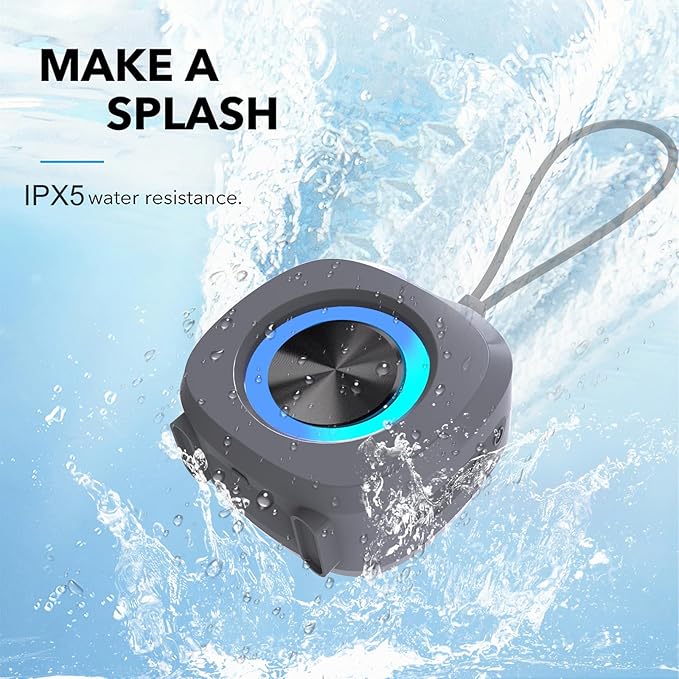 Speaker, Small Portable Bluetooth Wireless IPX5 Waterproof Shower Speaker,Loud Stereo Sound Deep Bass,TWS Paire, RGB Lights,Long Playtime for Outdoor Party, Great Gift,1PC(Gray)