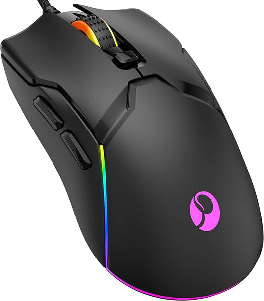 Wired Ergonomic Mouse,Gaming Mouse All Keys are editable, 12 Backlit Modes,8000 DPI Wired Optical Mouse,Software Supports DIY Keybinds Button for Gamer Bigger and Office