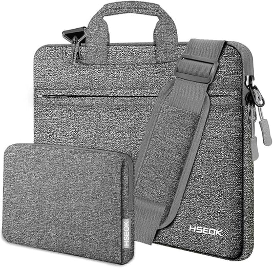 Hseok Laptop Shoulder Bag 13-14 inch Shockproof Water-Resistant HandBag with Small Case Compatible with MacBook Pro/Neo 14" M5/M4/M3/M2/M1, Mac Air/Pro 13.3", XPS 13/14, Most 13"-14" PC,Dark gray