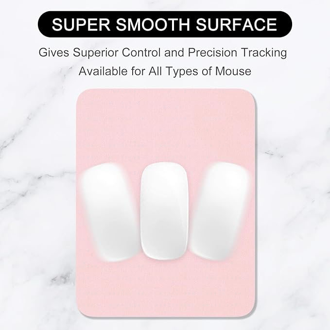 Hsurbtra Mouse Pad, Premium-Textured Square Mousepad 7 x 9 Inch, Thick 3 mm Anti-Slip Waterproof Rubber Pretty Cute Computer Mat for Office Gaming Laptop Women Kids Pink
