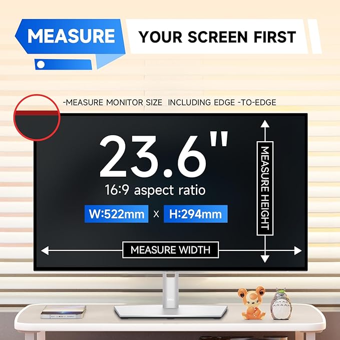 IPROKKO 2 Pack 23.6 inch Anti-Blue Light Monitor Screen Protector for 16:9 Widescreen, Removable Anti Glare Blue Light Blocking Screen Filter, Anti-UV Eye Protection PC Computer Film [Washable Wipes Clean]