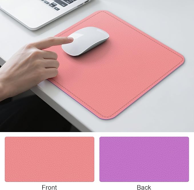 Dual Sided Leather Desk Mat - Waterproof Desk Pad - Ideal for Large Mouse Pad and Desk Mats on Top of Desks (Pink, 11"*8")