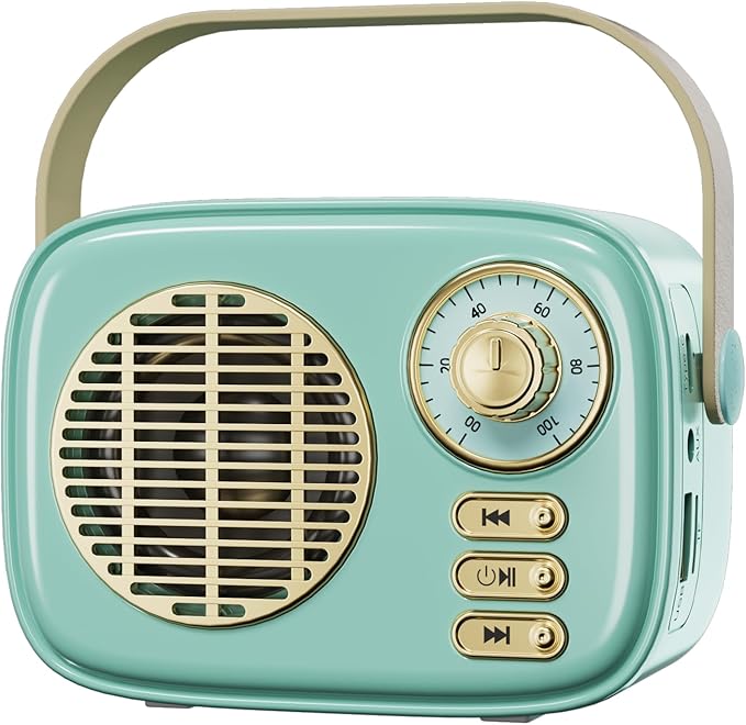 Retro Bluetooth Speaker, Vintage Decor, Gifts for Women Men Teen Girls,Portable Wireless Bluetooth Speaker, Cute Aesthetic Style for Office Kitchen Desk Bedroom Outdoor Support USB/TF Card/AUX (Blue)