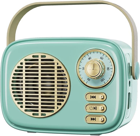 Retro Bluetooth Speaker, Vintage Decor, Gifts for Women Men Teen Girls,Portable Wireless Bluetooth Speaker, Cute Aesthetic Style for Office Kitchen Desk Bedroom Outdoor Support USB/TF Card/AUX (Blue)
