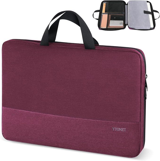 Ytonet Laptop Case 15.6 Inch, TSA Friendly Laptop Sleeve Cover with Handle for Women, Protective Slim Computer Carrying Case Compatible with HP Dell Lenovo Asus Notebooks, Purple Red | TSA Friendly, with Handle, for Women, Protective, Slim, Purple Red