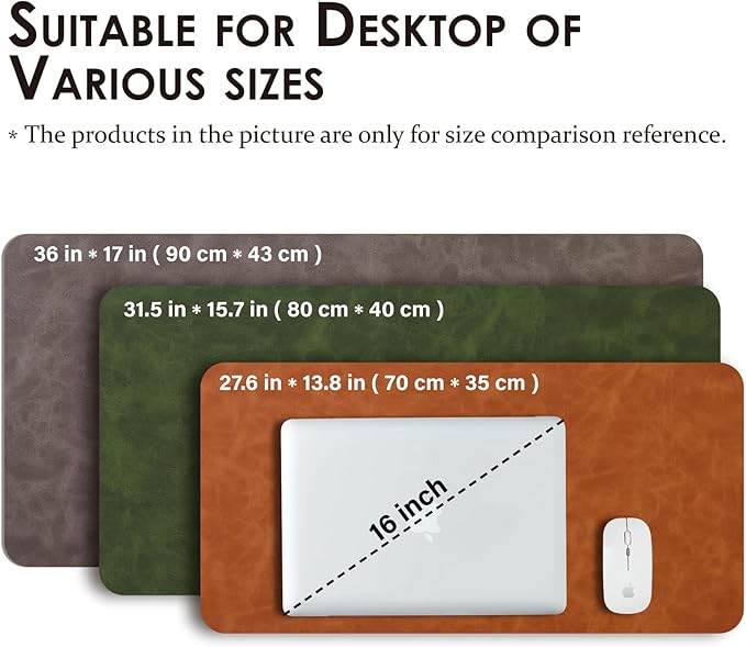 Distressed Leather Desk Mat - Non-Slip PU Desk Pad for Office and Home - Desk Organization and Accessories - Ideal for Large Mouse Pad and Desk Mats on Top of Desks(Charcoal Black,27.6"x 13.8")