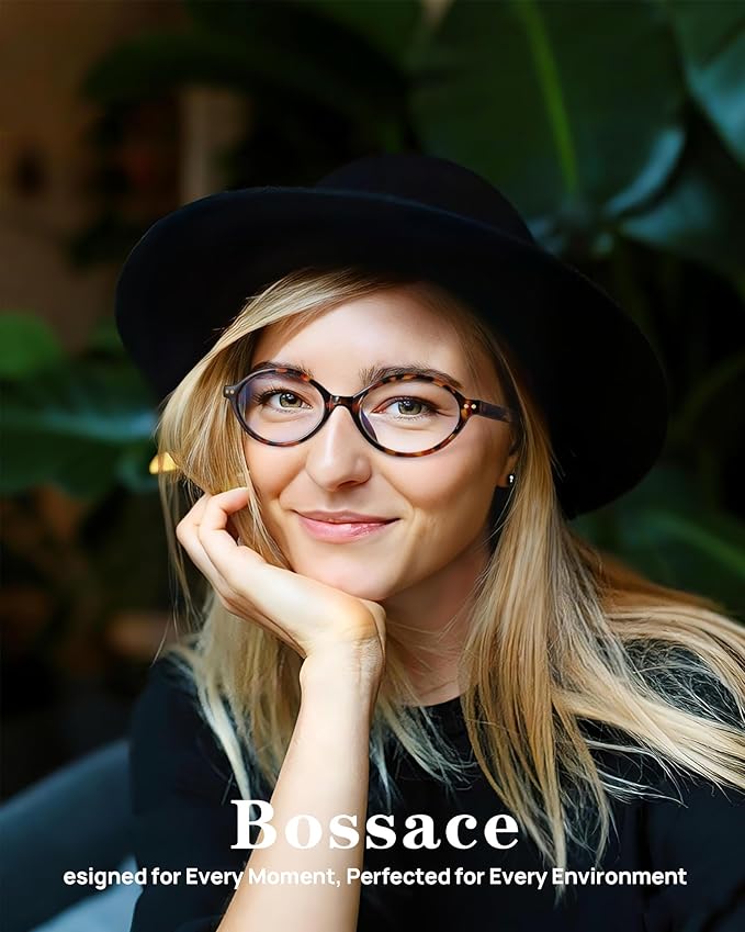 1 Pack Oval Blue Light Glasses for Women, Lightweight TR90 Small Frame with Spring Hinge for All-Day Comfort, Anti UV Glare & Eyestrain