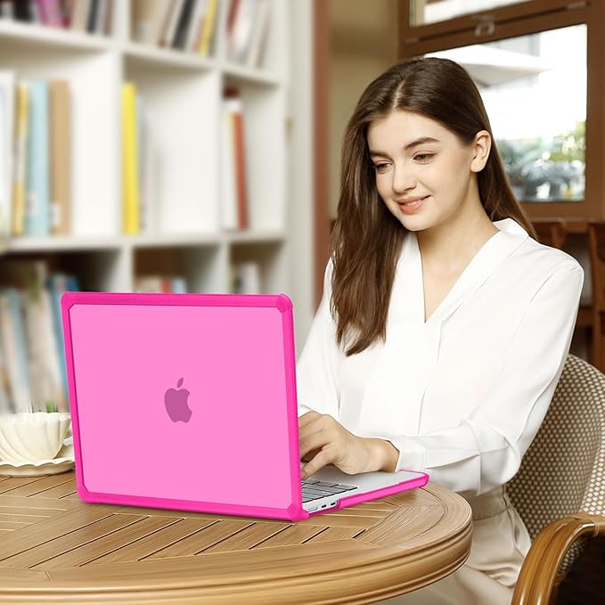 MOSISO Compatible with MacBook Air 13 inch Case M5 2026 M4 2025 M3 M2 2024-2022 A3449 A3240 A3113 A2681,3 in 1 Kit Crack-Resistant Heavy Duty Protective Plastic Hard Case with TPU Bumper, Bright Rose