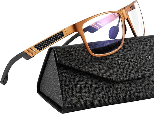 ANYLUV Blue Light Blocking Glasses Men Computer Gaming Glasses Lightweight Al-Mg Metal Anti Eyestrain Eye Protection