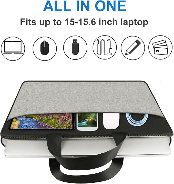 Laptop sleeve 15.6 inch, Laptop Case, laptop bag, Durable Shockproof Protective Computer Cover Carrying Bag Briefcase for 15" 15.6" HP Asus Acer Dell Lenovo Laptop Notebook Ultrabook, (Black/Grey)