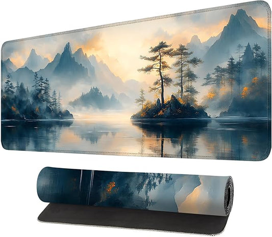 Mouse Pad, Large Anti-Slip with Stitched Edges Desk Mat Desktop Laptop Computer Desk Keyboard Mat,Table Protector Blotter Mat (mountainn, 31.5" x 11.8")