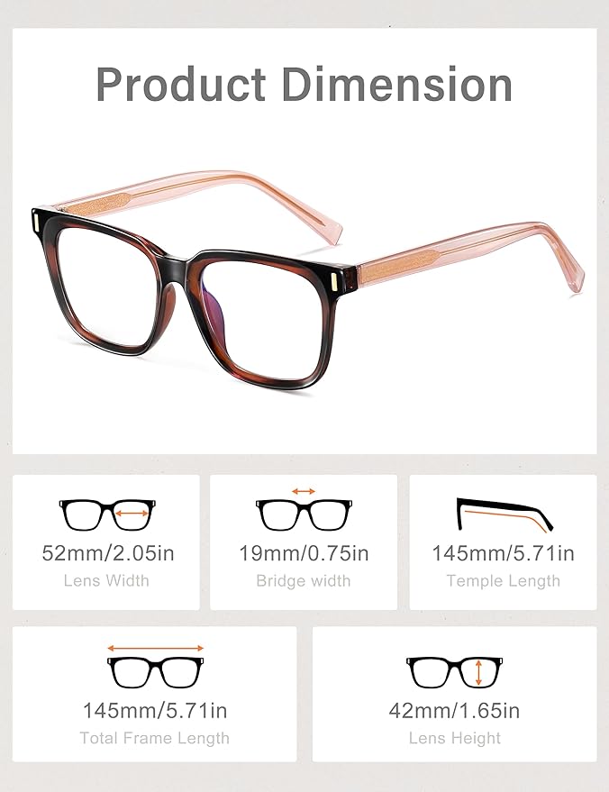 Madison Avenue Trendy Sqaure Blue Light Blocking Glasses for Women with Case, Stylish Anti Glare Glasses for Computer