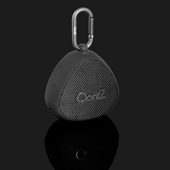 OontZ Angle Clip – Portable Bluetooth Speaker, 5W Stereo Sound, 12 Hour Playtime, Rich Bass, 100 Foot Wireless Range, IPX7 Waterproof, Outdoor, Travel, Great Gift (Black)