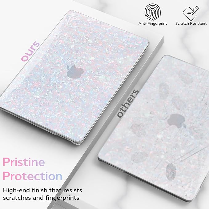 BELKA Compatible with MacBook Pro 13 inch Case M2 2025 2024 2023 2022 2021-2016 A2338 M1 A2251 A2289 A2159 A1989 A1708 A1706, Plastic Hard Shell Case+Keyboard Cover+Screen Protector, Shiny Pearl