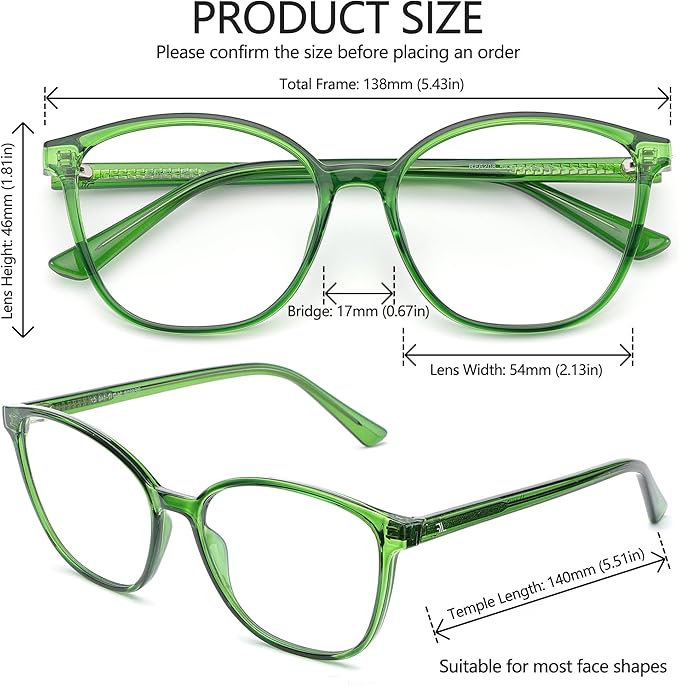 Women's Blue Light Blocking Glasses, TR90 Frame Computer Gaming Glasses Anti Eyestrain & UV Glare RF6208