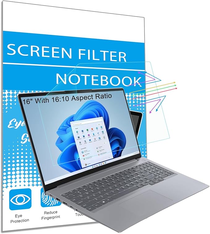 i-Tensodo 16" Anti Blue Light Screen Protector for 16" with 16:10 Aspect Ratio Laptop for Lenovo/HP/Dell/ASUS/LG/MSI, Eye Protection Blue Light Blocking & Anti Glare Screen Filter(Not fit 16:9)
