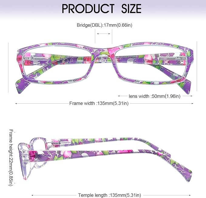 Henotin 6-Pack Reading Glasses Blue Light Blocking Anti Eyestrain Computer Reading Glasses for Women and Men Readers (Mix Color-B, 3.50, Diopters)