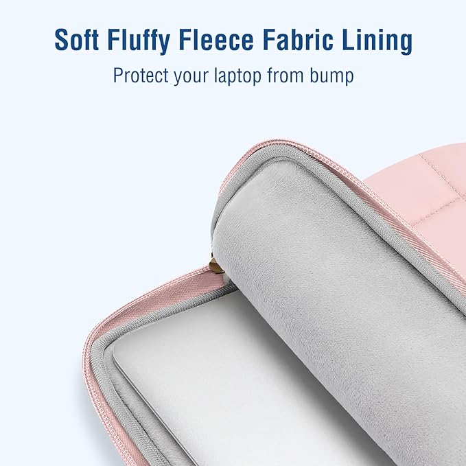 MOSISO Laptop Case 13.3 inch,13-13.3 inch Puffy Laptop Sleeve Compatible with MacBook Air 13 13.6/Pro/Neo 13/Pro 14,HP Dell ASUS Lenovo,Rectangle Quilted Bag with Handle&Flower Pendant, Pink