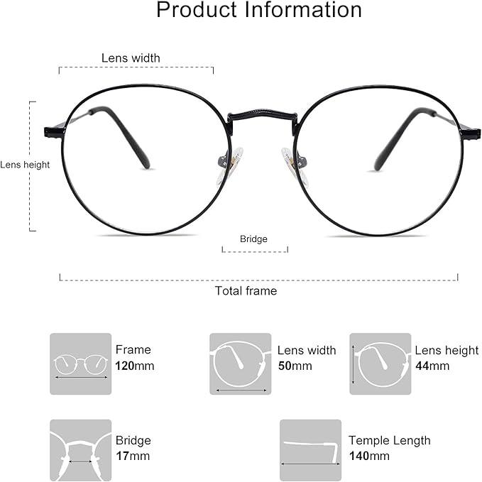 SOJOS Blue Light Blocking Computer Glasses Round Eyewear Anti Blue Light Lens Preppy Chic SJ5024B