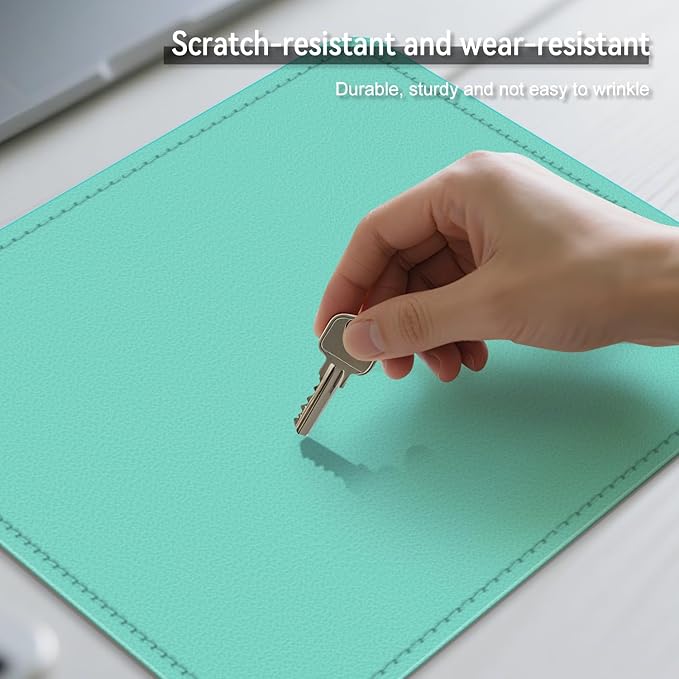 Dual Sided Leather Desk Mat - Waterproof Desk Pad - Ideal for Large Mouse Pad and Desk Mats on Top of Desks (Green, 11"*8")