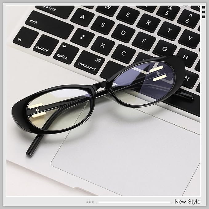 Oval Blue Light Blocking Glasses for Women Retro 90s Glasses Computer TV Eyeglasses Anti Eyestrain