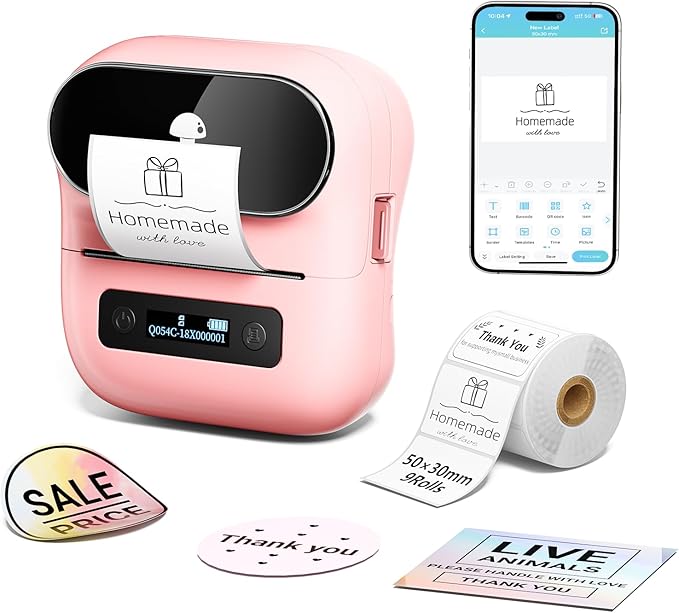 Phomemo M220 Bluetooth Label Maker - Portable Thermal Printer for Small Business Office Home - 700+ Templates 6000+ Icons - Compatible Phone, PC