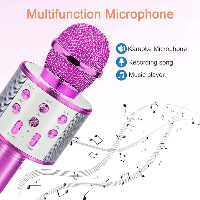 Popular Toys for 4-12 Year Old Girls, Wireless Bluetooth Microphone for Kids Music Toy for 5-11 Year Old Kids Girl Party Gift Age 4-12 Girl