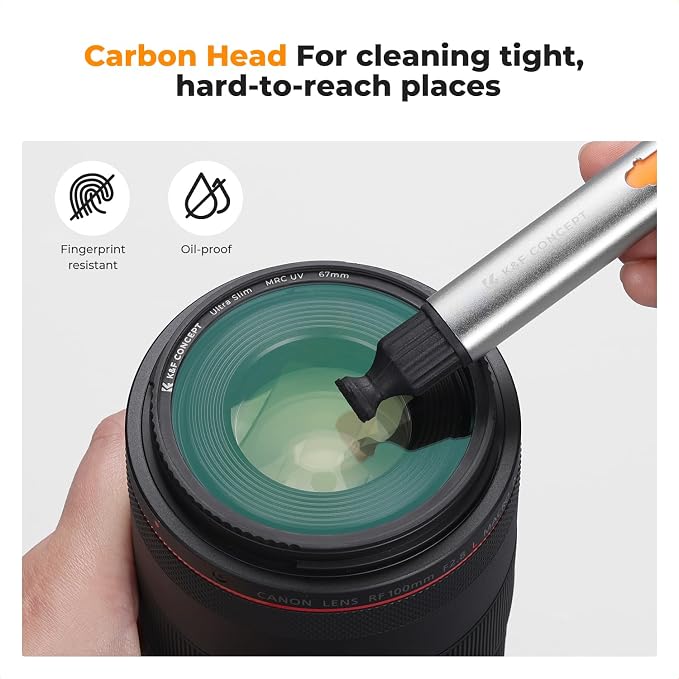 K&F Concept® Versatile Switch Lens Cleaning Pen, Replaceable Pen Tip with Cleaning Brush+Carbon Tip*2+24mm Full-Frame Cleaning Swab*6 for Camera Filters Screen Phone Computer Tablet AR VR Glasses - Image 6