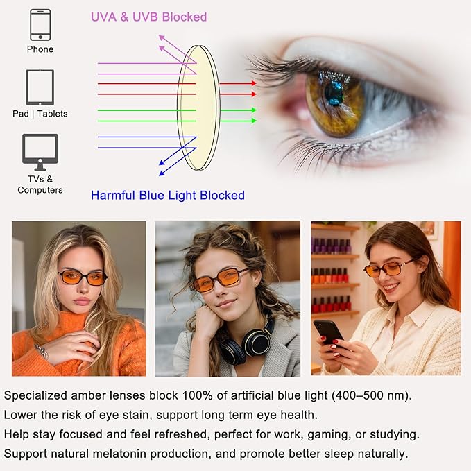 LIKSMU Blue Light Blocking Glasses for Woman Men Blue light Blocker Eyewear Trendy Rectangle Small Eyeglasses, 2pack