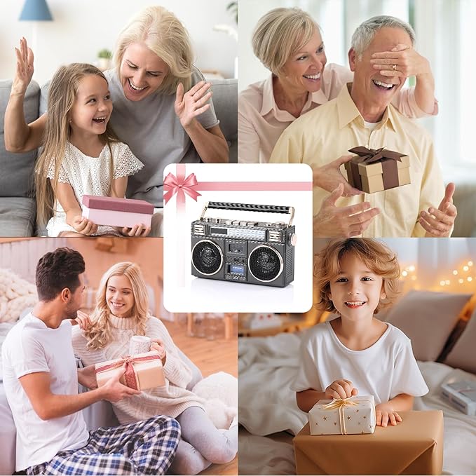 ANTPO Retro Vintage Radio Bluetooth Speakers Vintage Decor Small Wireless Speakers Stereo Radio Portable FM with Rich Bass Speakers Support TF Card for Home/Outdoor/Gift