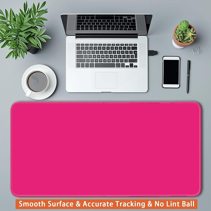 Large Mouse Pad, Non-Slip Desk Blotter, Office Desk Mat, Desk Pad Protector, Laptop Desk Pad, Desk Writing Pad for Office and Home, Bright Pink, 24x12 inch