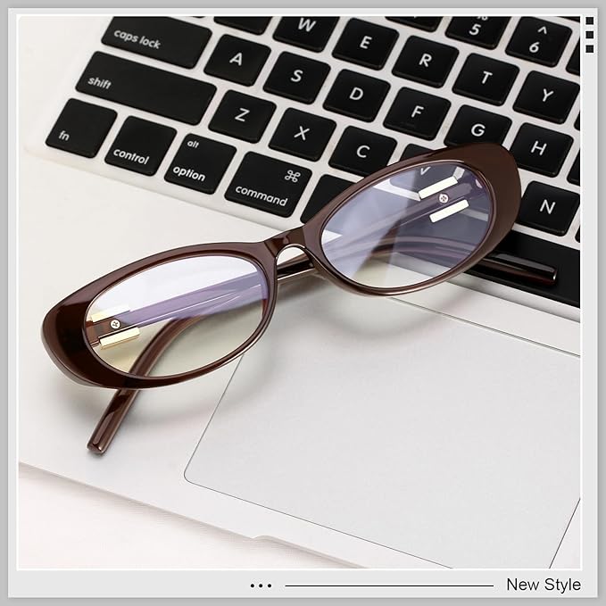 Oval Blue Light Blocking Glasses for Women Retro 90s Glasses Computer TV Eyeglasses Anti Eyestrain