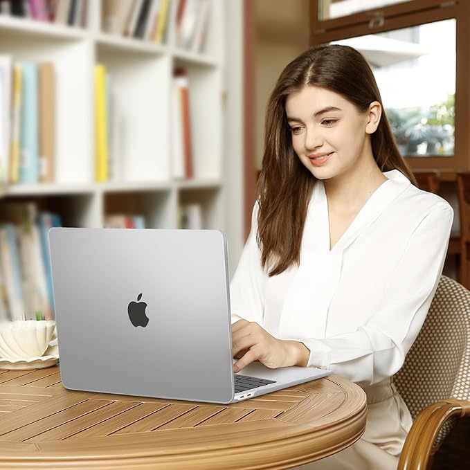 MOSISO Compatible with MacBook Air 13 inch Case M1 Chip 2021-2018 Release A2337 A2179 A1932, Plastic Hard Shell&Keyboard Cover&Screen Film&Storage Bag for MacBook Air 13.3 inch Case, Frost