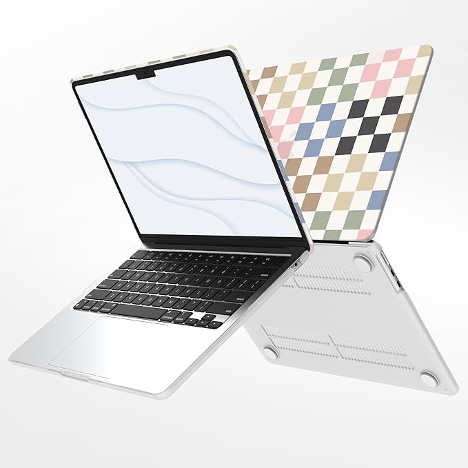 G JGOO Compatible with MacBook Air 13 inch Case 2026 2025-2022 M5 A3449 M4 A3240 M3 A3113 M2 A2681, Hard Shell for MacBook Air 13.6 inch Case + Keyboard Cover + Screen Protector, Colorful Checkered