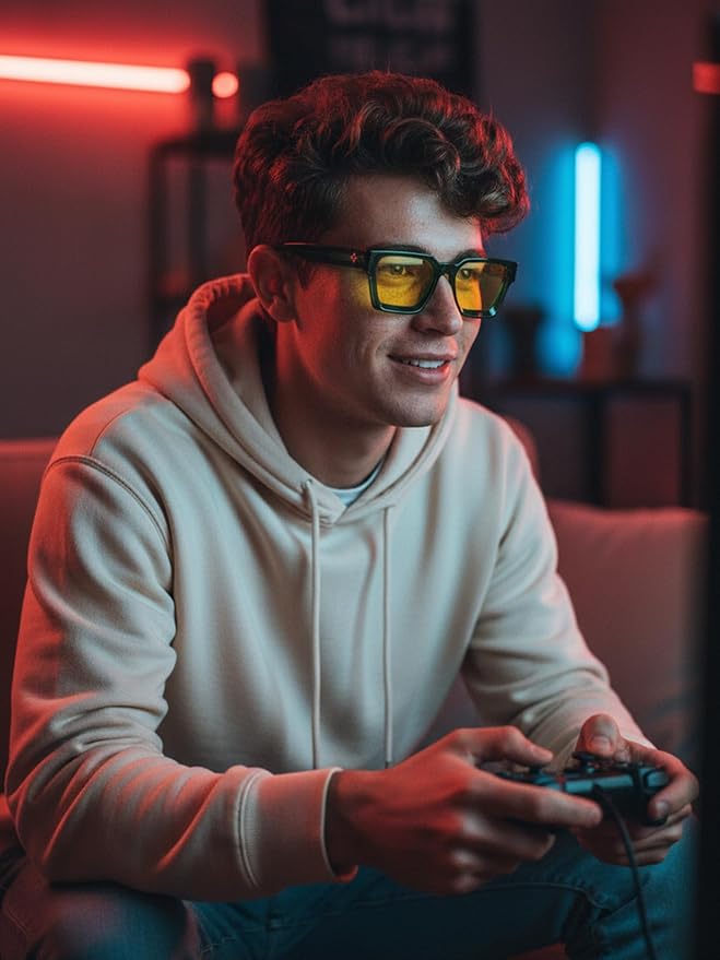 VISOONE Gamer Glasses Professional Blue Light Filter with Anti-Fatigue and Anti-Glare for Men and Women RIVER