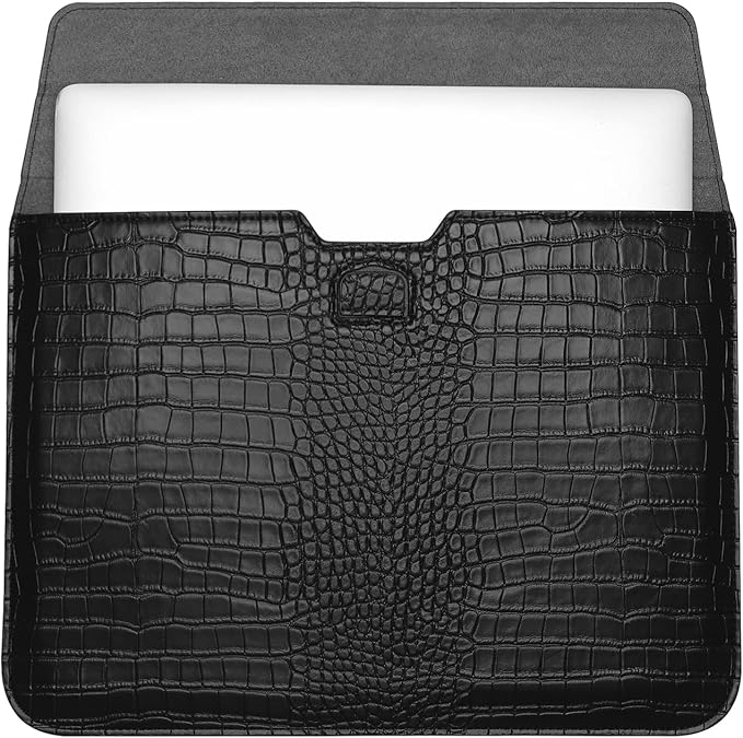 MOSISO Laptop Case 13 inch, 13 inch Laptop Sleeve Compatible with MacBook Air M4 M3 M2 M1 2025-2018 / Pro M2 M1 2025-2016, Crocodile Grain PU Leather Flap Case Bag, Black