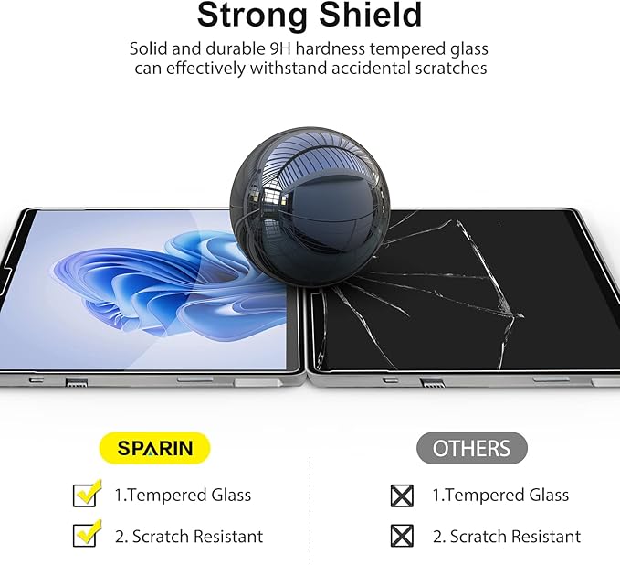 SPARIN [2 Pack] Screen Protector for Surface Pro 11 2024/Microsoft Surface Pro 9/Surface Pro 10/Surface Pro 8/Surface Pro X, [13 inch], 9H Tempered Glass/Support Surface Pen