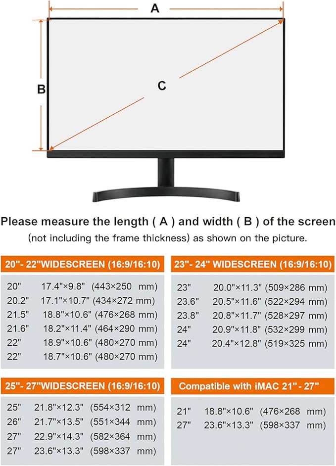 MOSISO 20-22 inch Computer Blue Light Blocking Screen Protector Anti-UV Eye Protection Filter Film Panel for Diagonal 20,21.5,22 inch 16:9 Widescreen Desktop PC LED Monitor(19.29 x 12.48 inch/L x W)