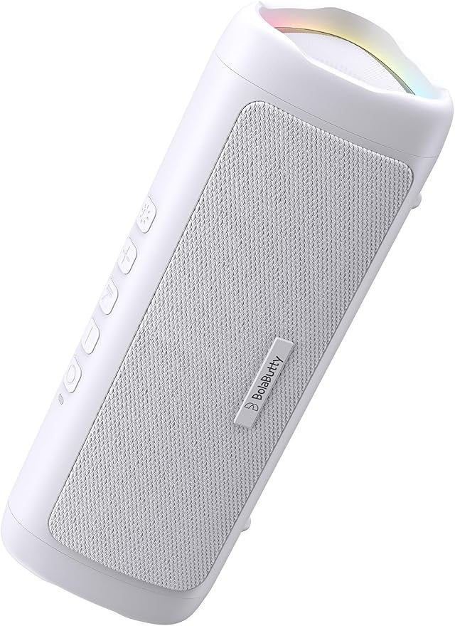 Bluetooth Speaker with HD Sound, Portable Wireless, IPX5 Waterproof, Up to 20H Playtime, TWS Pairing, BT5.3, for Home/Party/Outdoor/Beach, Electronic Gadgets, Birthday Gift (White)