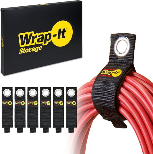Heavy-Duty Wrap-It Storage Straps, 10-inch (6 Pack) - Hook and Loop Extension Cord Organizer Hanger, Cord Keeper, Cable Straps for Cords, Hoses, and Garage Storage by Wrap-ItStorage