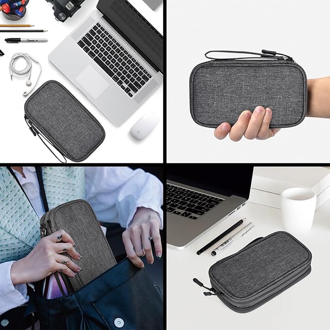 Travel Cord Organizer Electronics Organizer Travel Case, Travel Cable Organizer Bag Waterproof Portable Accessories Case for Cable, Charger, Phone, Power Bank, Earphone (Dark Gray, Large)