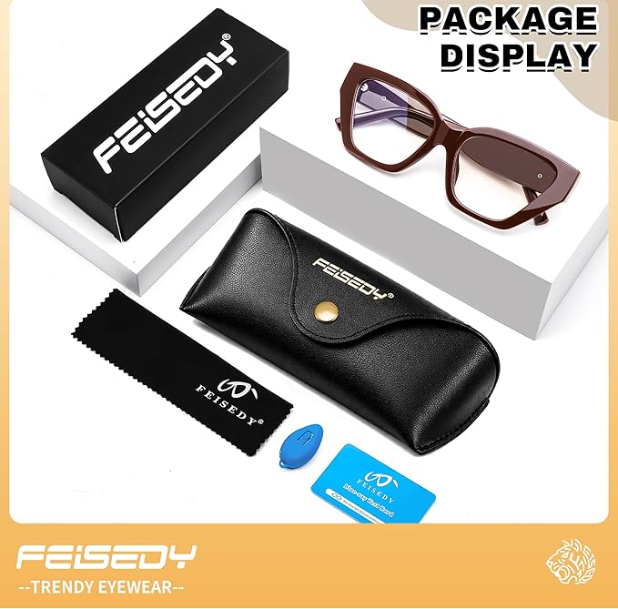 FEISEDY Women Cat Eye Blue Light Blocking Glasses Trendy Cateye Design for Daily Wear B0350