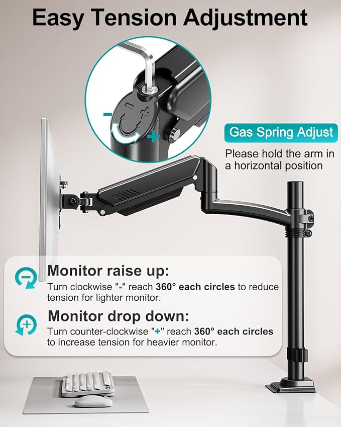 Dual Monitor Stand for 2 Screens up to 32 inch, Vertical Stacked Dual Monitor Mount, Full Motion Adjustable Tall Double Monitor Desk Mount, Each Arm Holds 4.4-22lbs, VESA 75/100mm, Black, Freelift