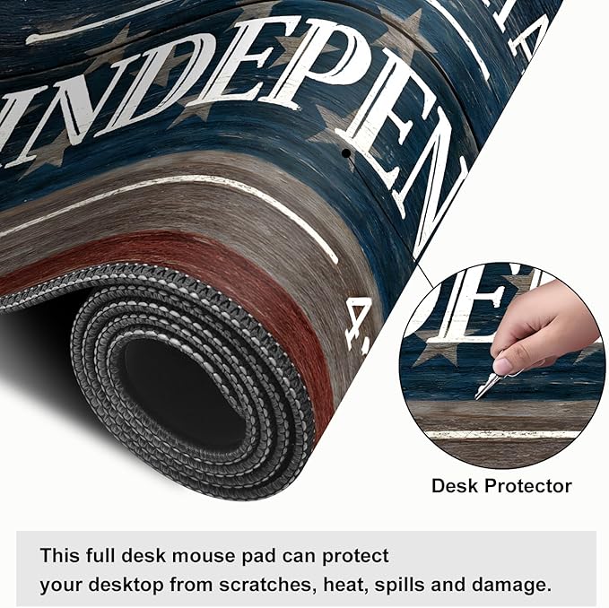 Mouse Pad, Large Anti-Slip with Stitched Edges Desk Mat Desktop Laptop Computer Desk Keyboard Mat,Table Protector Blotter Mat (National Flag, 31.5" x 11.8")