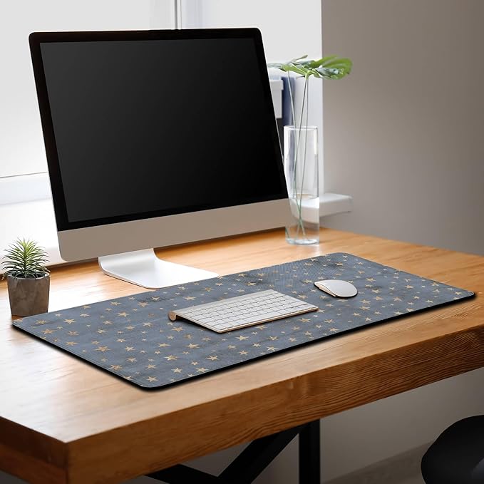 Extra Large Mouse Pad Stars Game Mat, Gaming Mouse Pads Office Desk Mat, Extra Large Desk Pad Non-Slip Rubber Base Waterproof with Stitched Edges, 35.4 X 15.7 inch for Work/Game/Office/Home