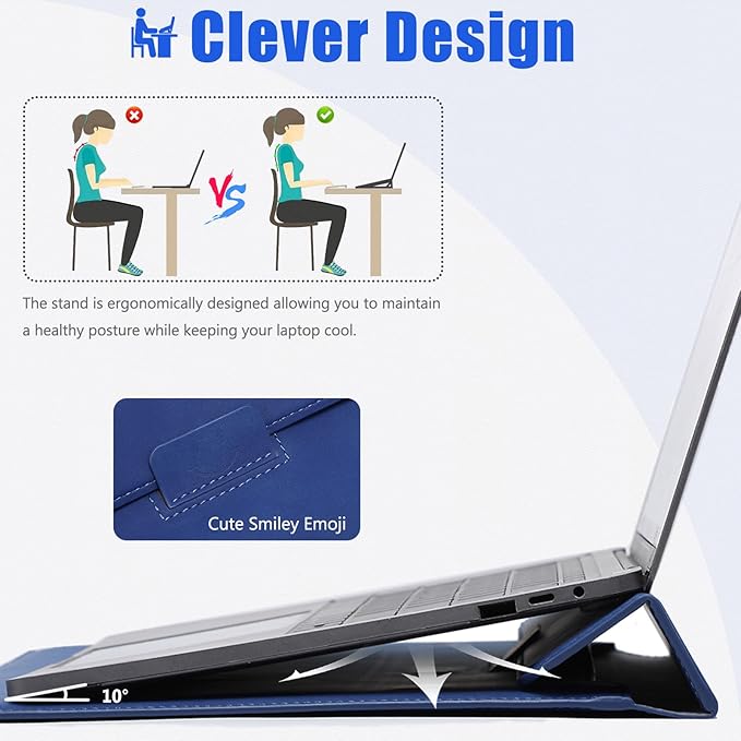 HYZUO 13 Inch Laptop Case Sleeve with Stand for 2026-2018 MacBook Air 13 M5 M4 M3 M2 M1, 2026 13" MacBook Neo, 2026-2016 MacBook Pro 13 M2 M1, iPad Pro/Air 13, Surface Pro 12-3, XPS 13, Klein Blue