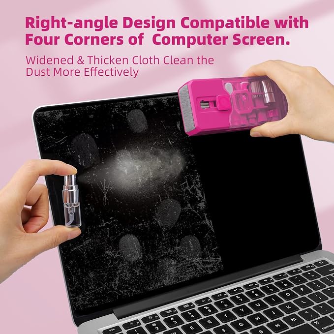 Ordilend Keyboard Cleaner Laptop Cleaning Kit, Car Accessories for Women Interior, Desk Accessories Office Supplies for Women, Patented Camera Cleaning Kits, HotPink - Image 3