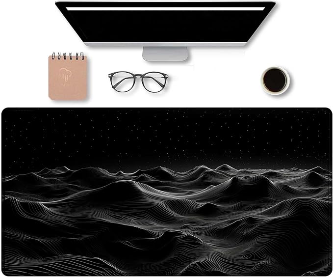 Large Extended Gaming Mouse Pad with Stitched Edges,Black 3D Design XL Desk Pad Mouse Pads for Desk,Waterproof Computer Keyboard Mat Mousepad with Non-Slip Base for Esports Pros/Gamer/Desktop/Office